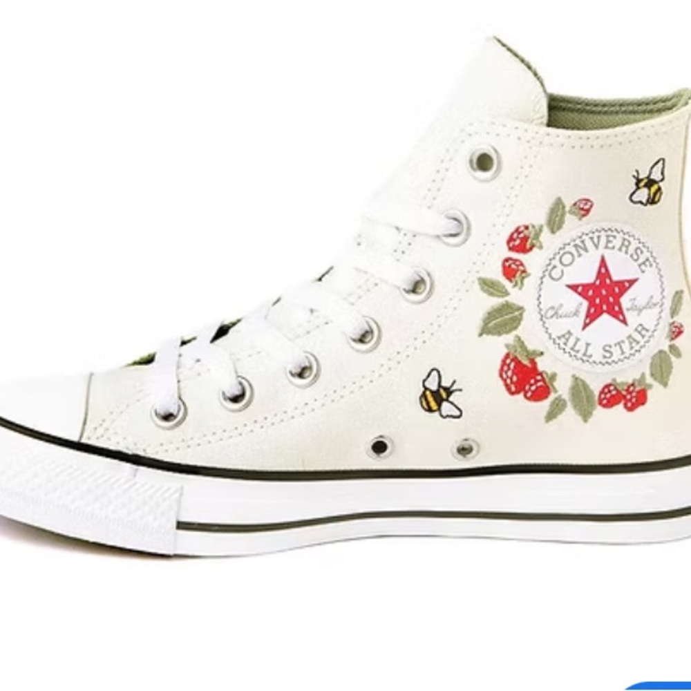Converse Cream High-Tops with Floral and Bee Design women 10